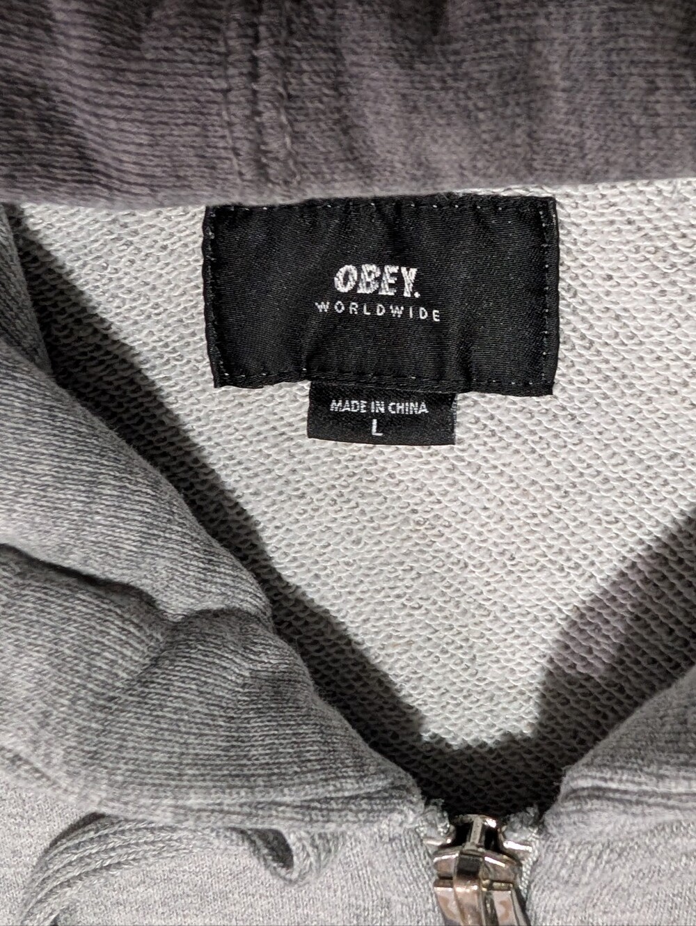 OBEY Worldwide Gray Full Zip Hoodie Men’s Large - Picture 2 of 10